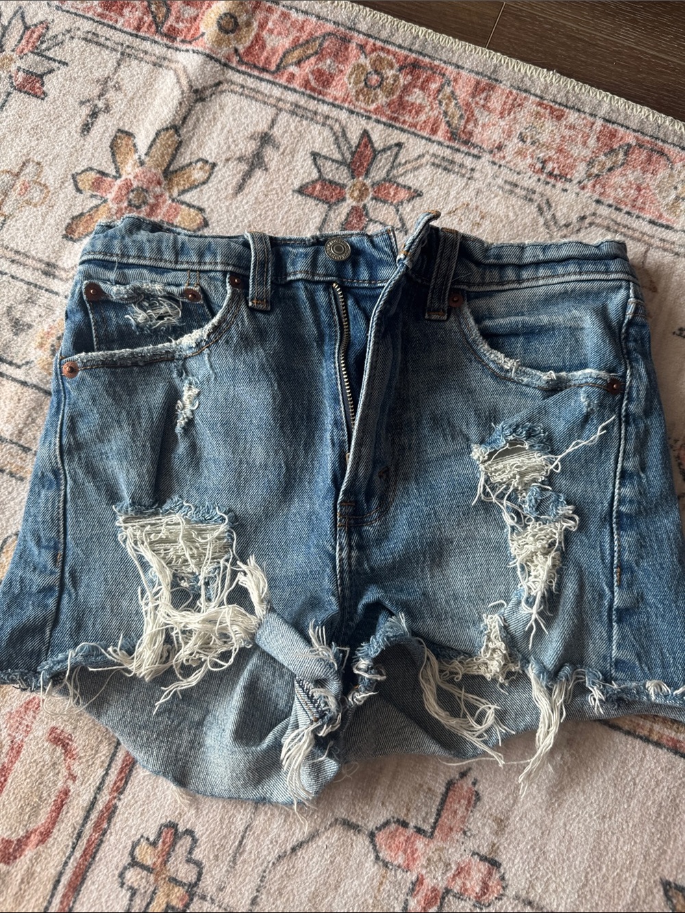 Distressed The Mom Short High Rise Denim Shorts